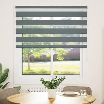 vidaXL Zebra rolgordijn 135x100 cm stofbreedte 130,9 cm, Verzenden, Nieuw, Grijs