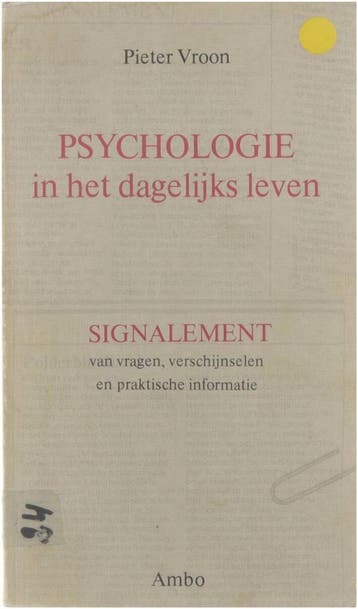 Psychologie in het dagelijks leven - Piet Vroon - Piet Vroon, Verzenden, Gelezen, Piet Vroon