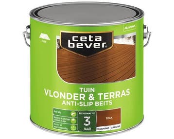 Cetabever Vlonder & Terras Anti-Slip Beits Transparant, 5 tot 10 liter, Verzenden, Nieuw, Beits