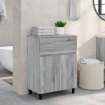 vidaXL Badkamer Waskom Grijs Sonoma 60 x 35 x 80 cm Bewerkt, Verzenden, Nieuw