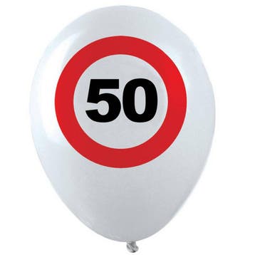 Ballonnen verkeersbord 50 (12st), Hobby en Vrije tijd, Feestartikelen, Ophalen of Verzenden, Nieuw