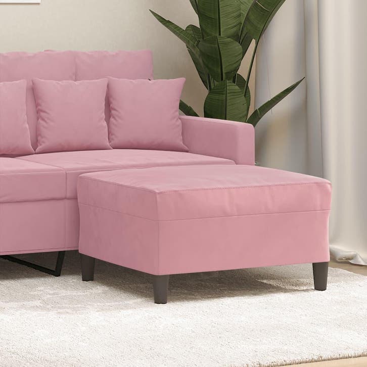 vidaXL Voetenbank 70x55x41 cm fluweel roze, Huis en Inrichting, Banken | Voetenbanken en Poefen, Nieuw, Verzenden