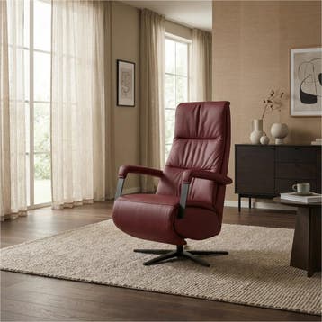 Leren elektrisch relaxfauteuil Core - Massif Rubino, Bohemian, Industrieel, Modern, Scandinavisch, Nieuw, Ophalen of Verzenden