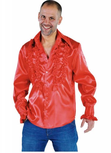 Blouse disco ruches populair rood, Ophalen of Verzenden, Nieuw