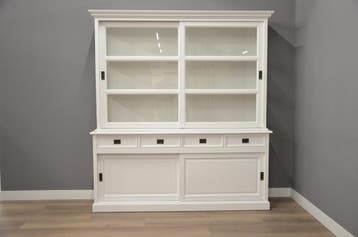 Witte buffetkast – winkelkast – vitrinekast 200 cm breed, Huis en Inrichting, Kasten | Vitrinekasten, 200 cm of meer, Nieuw, Ophalen of Verzenden