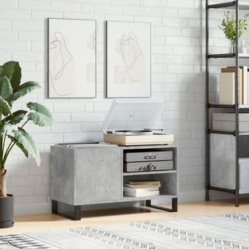 vidaXL Platenkast 85x38x48 cm bewerkt hout betongrijs, Verzenden, Nieuw