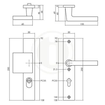 Intersteel Veiligheidsbeslag SKG3 voordeur PC55mm met, Doe-het-zelf en Verbouw, Hang- en Sluitwerk, Verzenden, Nieuw