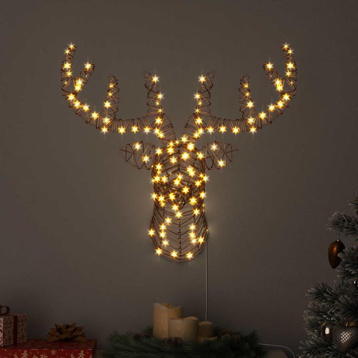 vidaXL Rendier trek slede Warmwit 68 x 36,5 x 62,5 cm Rattan, Diversen, Kerst, Nieuw, Verzenden