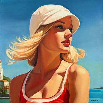 Biatturi Irina - Jeune Fille au Chapeau Blanc - Oeuvre