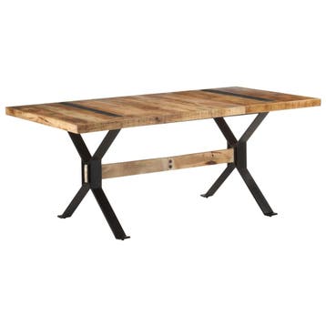vidaXL Eettafel 180x90x76 cm ruw mangohout, Huis en Inrichting, Tafels | Eettafels, Verzenden, Nieuw