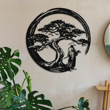 Japanse Bonsaiboom Metalen Wanddecoratie - Roestvrij & Water, Verzenden, Nieuw