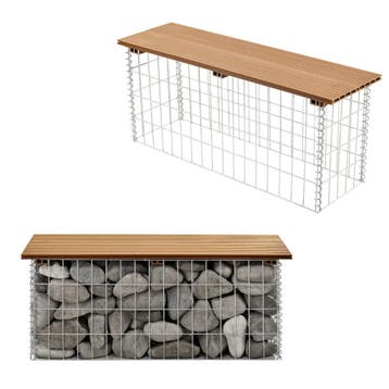 HKC tuinbank steenkorf 100x30x45 cm teakhout, Tuin en Terras, Verzenden, Nieuw