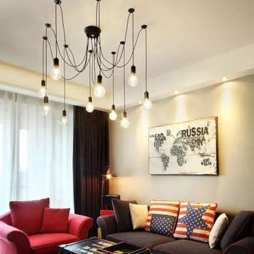 Vintage Spider Kroonluchter E27 – Industrieel, Huis en Inrichting, Lampen | Hanglampen, Verzenden, Nieuw