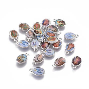 10 x religieuze bedeltjes ovaal 12 x 7,5 x 2 mm – oogje Ø, Ophalen of Verzenden, Nieuw, Kraal