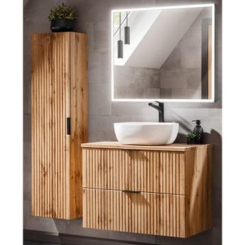 Badkamermeubel Polaris Uno Oak 80CM (Badkamermeubels), Ophalen of Verzenden, Nieuw