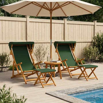 vidaXL Ligstoel 4 pcs 3 Positie massief eucalyptushout Groen, Verzenden, Nieuw