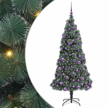 vidaXL Kunstmatige Voorverlichte Kerstboom met Ballenset, Verzenden, Nieuw
