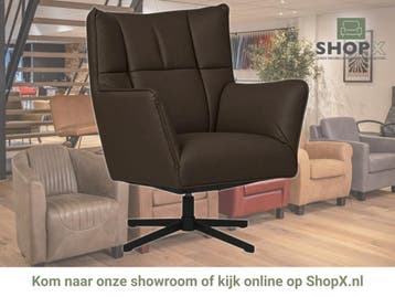 Leren draaifauteuil Lovely - Toledo Espresso (bruin), Nieuw, Ophalen of Verzenden, 75 tot 100 cm, Eigentijds, Modern, Retro, Vintage