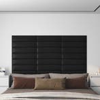 vidaXL Wandhoofdbord 12 pcs Zwart 60 x 15 cm Stof, Huis en Inrichting, Slaapkamer | Bedden, Verzenden, Nieuw, Zwart, Stof