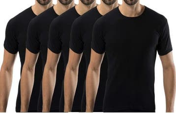 5 stuks Bonanza Basic T-shirt - O-neck - 100% katoen - Zwart, Verzenden