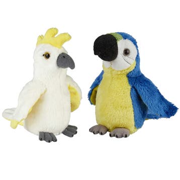 Kaketoe en papegaai pluche knuffels - 2 stuks - 15 cm, Verzenden, Nieuw