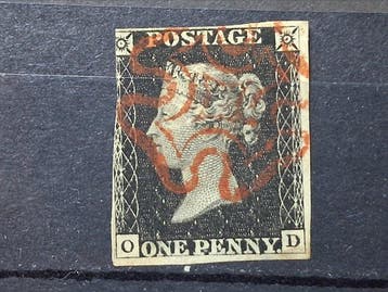 Groot-Brittannië 1840 - 1 penny black, mooi exemplaar., Postzegels en Munten, Gestempeld