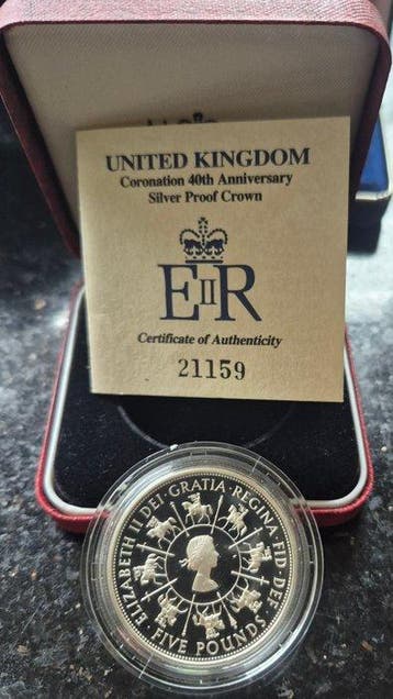 Verenigd Koninkrijk. 5 Pounds 2000, Coronation 40th, Postzegels en Munten