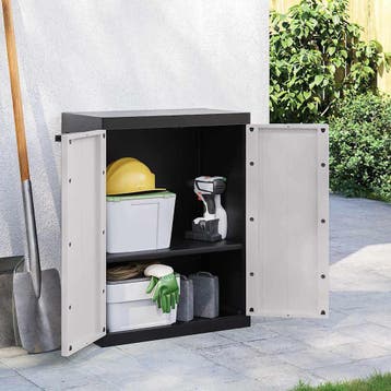vidaXL Tuinkast 65x37x85 cm polypropeen grijs en zwart, Verzenden, Nieuw