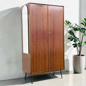Vintage garderobekast Formule Kempkes | retro kledingkast, Ophalen, Teakhout, 50 tot 100 cm, 150 tot 200 cm