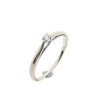 Witgouden verlovingsring met diamant 0,07 ct; 14 karaat;..., Sieraden, Tassen en Uiterlijk, 18 tot 19, Gebruikt, Ophalen of Verzenden