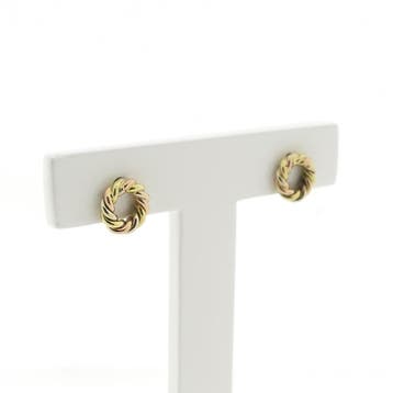 Vintage tricolor gouden oorstekers (Oorbellen), Ophalen of Verzenden, Gebruikt, Goud, Goud
