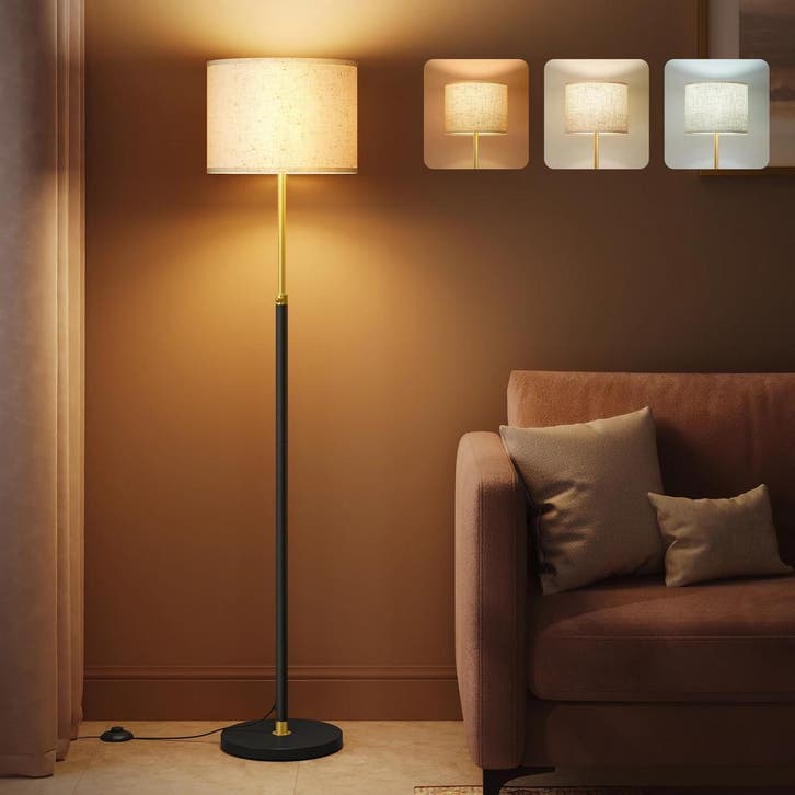 Verstelbare vloerlamp met stoffen kap LED, Huis en Inrichting, Lampen | Vloerlampen, Nieuw, Verzenden