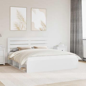 vidaXL Bedframe met hoofdeinde Wit 180 x 200 cm Massief, Verzenden, Nieuw, Wit, Hout