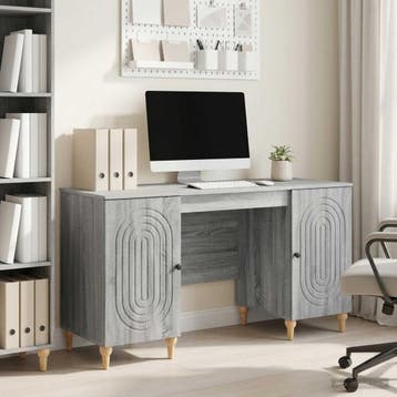 vidaXL Bureau Grijs sonoma 142,5 x 50 x 75 cm Bewerkt hout, Huis en Inrichting, Bureaus, Verzenden, Nieuw