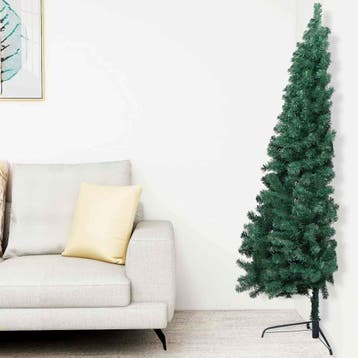 vidaXL Kunstkerstboom met verlichting en kerstballen half, Verzenden, Nieuw