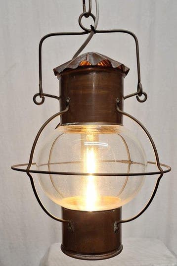 Ships cabin light, Ships lamp - Koper & Glas
