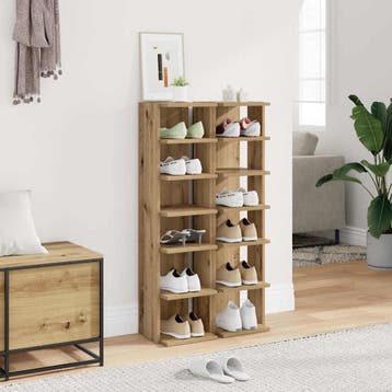 vidaXL Schoenenkasten 2 st 28x27x102 cm bewerkt hout, Verzenden, Nieuw
