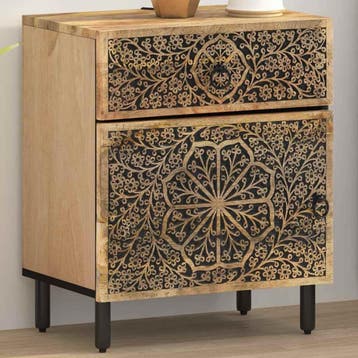 vidaXL Nachtkastje 50x33x60 cm massief mangohout, Verzenden, Nieuw, Hout