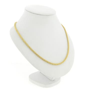 Gouden vierkante vossenstaart schakelketting, Ophalen of Verzenden, Gebruikt, Goud, Goud