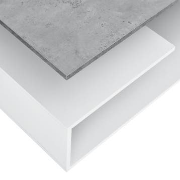Salontafel Haarlem rechthoekig wit en betonkleurig 90x50x41, Verzenden, Nieuw