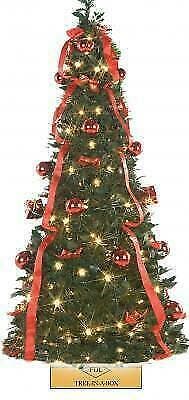 kerstboom Tree-in-a-box GROEN met DECO in ROOD 1,80 cm. hoog, Diversen, Kerst, Ophalen of Verzenden, Nieuw