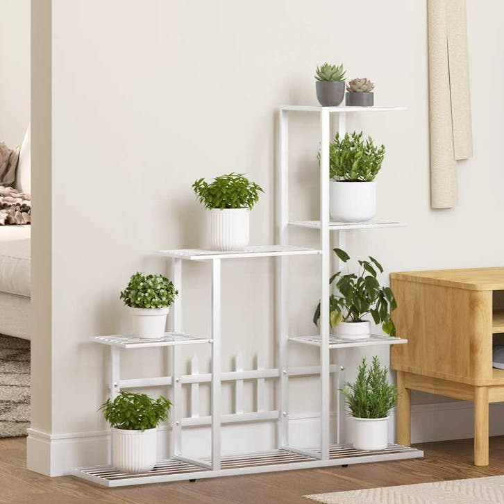 vidaXL Bloemenstandaard 94,5x25x88 cm metaal wit, Tuin en Terras, Overige Tuin en Terras, Nieuw, Verzenden