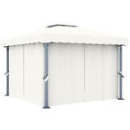 vidaXL Prieel met gordijn 3x3 m aluminium crèmewit, Verzenden, Nieuw