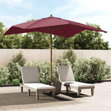vidaXL Parasol met houten paal 300x300x273 cm bordeauxrood, Tuin en Terras, Parasols, Verzenden, Nieuw, 3 tot 4 meter