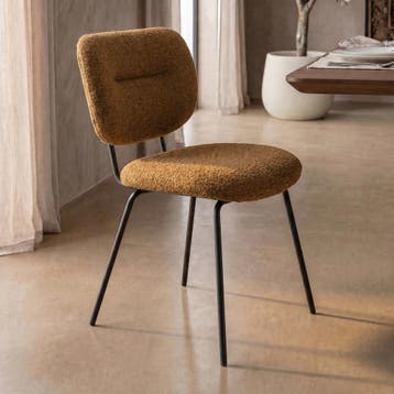*WOONWINKEL* Moderne Eetkamerstoel Okergeel Boucle, Verzenden, Nieuw