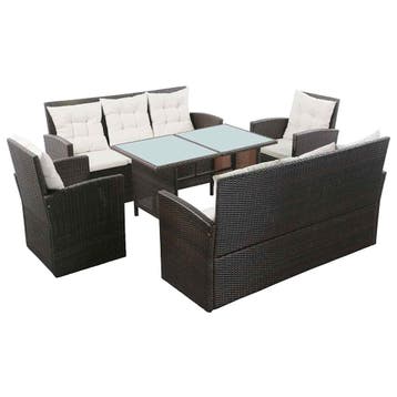 vidaXL 5-delige Loungeset met kussens poly rattan bruin, Verzenden, Nieuw, Loungeset
