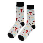 Sokken Katoen - Kapper Kapsalon Barbershop Print - Grijs, Nieuw