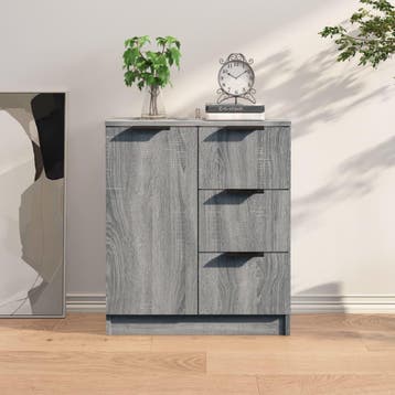 vidaXL Dressoir 60x30x70 cm bewerkt hout grijs sonoma eiken, Huis en Inrichting, Verzenden, Nieuw, 50 tot 100 cm, 25 tot 50 cm