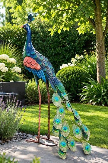 opvallend stuk Iron Art - sculptuur, Pauw - 80 cm -