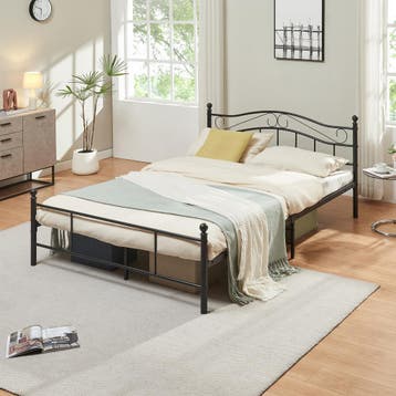 Metalen bedframe Florenz incl. matras 140x200 cm zwart, Verzenden, Nieuw